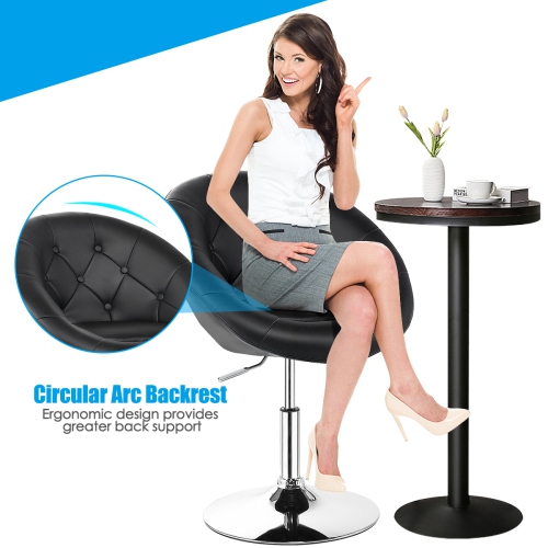 Topbuy Modern Swivel Bar Stools Height Adjustable Round Tufted Back Accent Chair Black/White