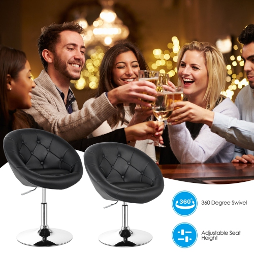 Topbuy Modern Swivel Bar Stools Height Adjustable Round Tufted Back Accent Chair Black/White
