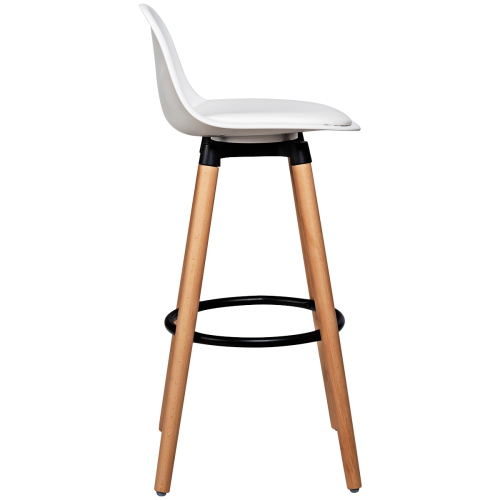 Topbuy Set of 2 Mid Century Barstool 28.5" Dining Pub Chair w/Leather Padded Seat White/Black