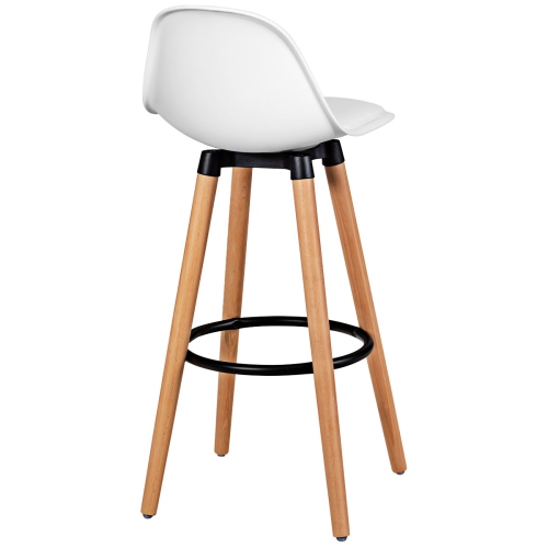 Topbuy Set of 2 Mid Century Barstool 28.5" Dining Pub Chair w/Leather Padded Seat White/Black