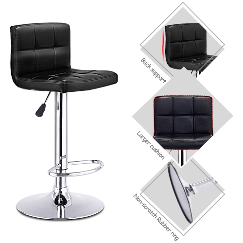 Topbuy Modern Square PU Leather Adjustable Swivel Barstools,Set of 2