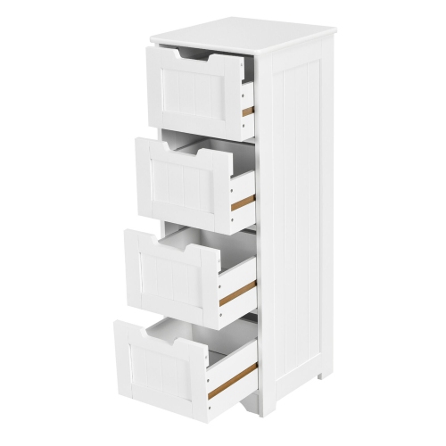 Gymax Bathroom Floor Cabinet Free-Standing Side Storage Organizer w/ 4 Drawers