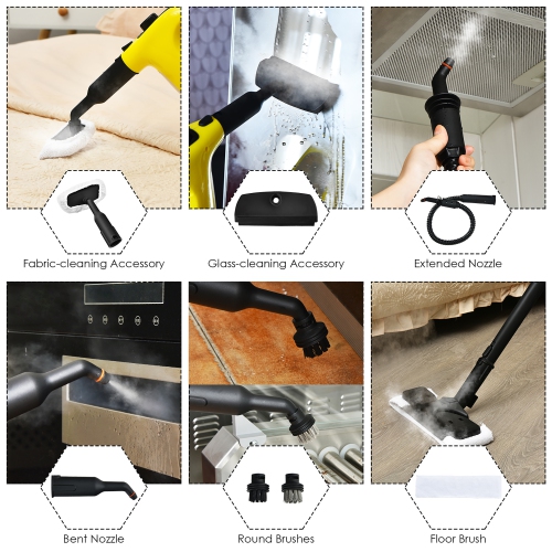 Costway 1400W Multipurpose Pressurized Steam Cleaner Mop W/ 17 Pieces Accessories