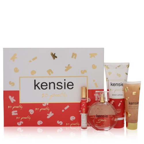 KENSIE  So Pretty By Gift Set - 3.4 OZ Eau De Parfum Spray + 0.34 OZ Mini Edp Spray + 2.5 OZ Body Glow Oil + 6.8 OZ Body Lotion (Women)