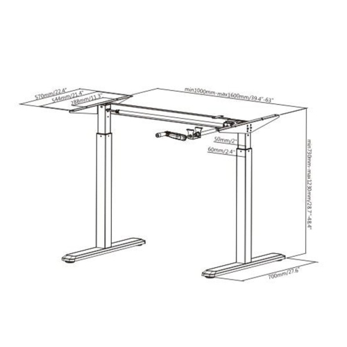 Boost FS-DR48C Manual Crank Height Adjustable Desk Frame - Open Box