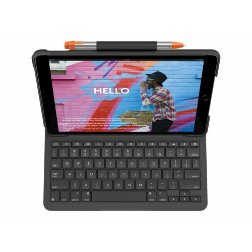 Refurbished - Logitech iPad 9th Gen Slim Folio Case with Wireless Keyboard Graphite