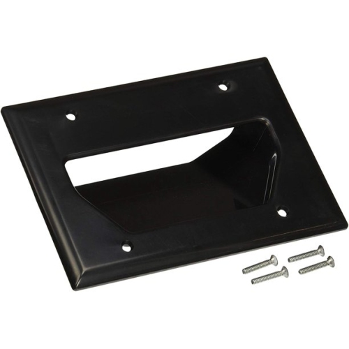 Datacomm 450003BK-2 3 Gang Recessed Low Voltage Cable Plate, 2 Pack