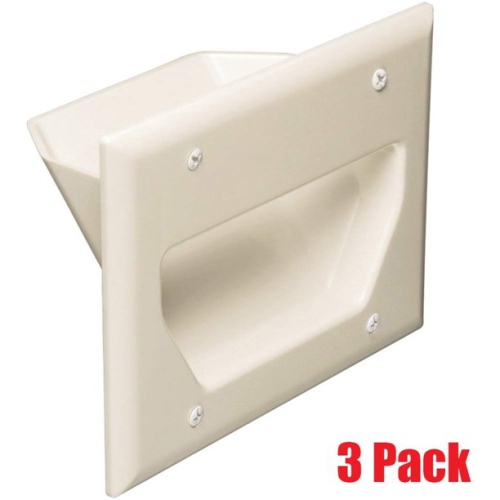 Datacomm 450003LA-3 3 Gang Recessed Low Voltage Cable Plate, 3 Pack