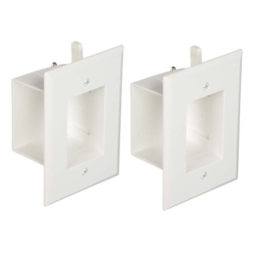 DataComm 45-0008-WH 1-Gang (2 PACK) Recessed Low Voltage Wall Cable Plate - White