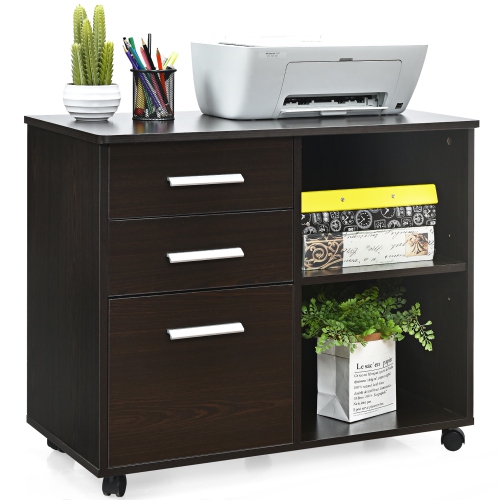 COSTWAY  3-Drawer File Cabinet Mobile Lateral Cabinet Printer Stand