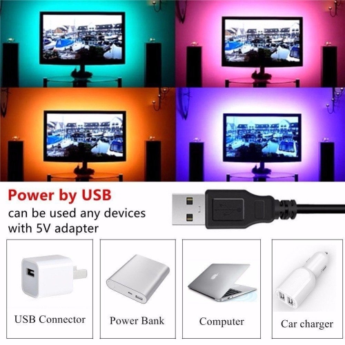 USB LED TV Backlight for 32-60 Inch Smart TV , 9.84Ft LED Strip Lights W-Shape Easy-Curve Design, Syn on/Off with TV, 16 Colors Changing TV Back