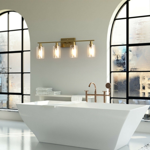 Topbuy Bathroom Vanity Light Modern Wall 4-Light Sconce Fixtures W/ Clear Glass Shade