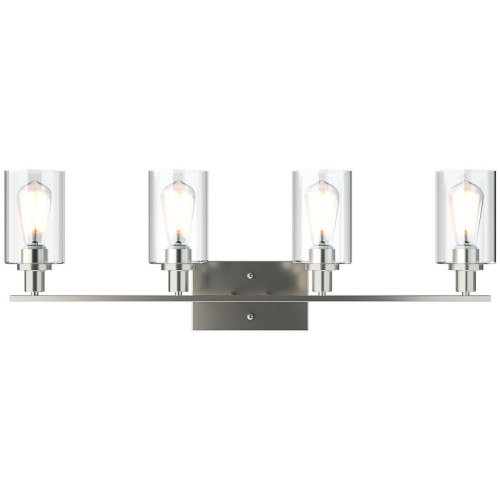 TOPBUY  Bathroom Vanity Light Modern Wall 4-Light Sconce Fixtures W/ Clear Glass Shade