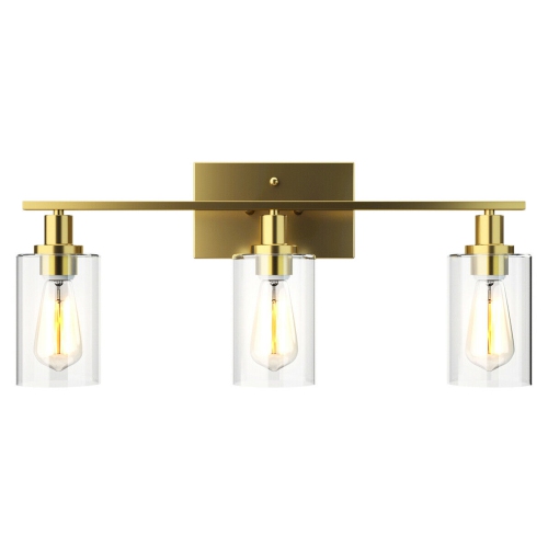 Topbuy Bathroom Vanity Light Modern Wall 3-Light Sconce Fixtures W/ Clear Glass Shade