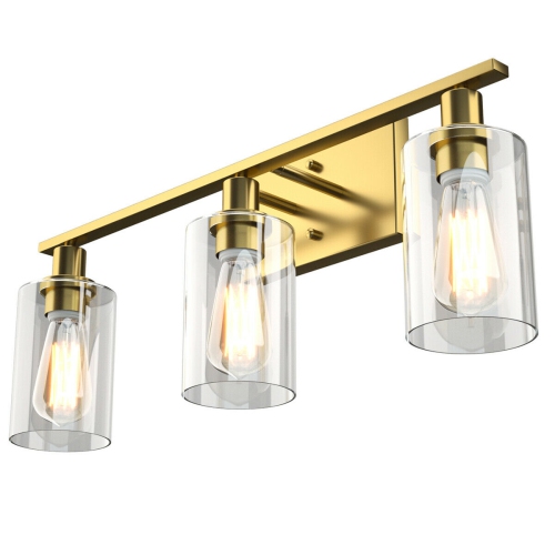Topbuy Bathroom Vanity Light Modern Wall 3-Light Sconce Fixtures W/ Clear Glass Shade
