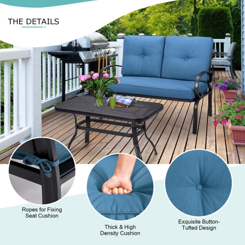 Topbuy LoveSeat Table Set Furniture Outdoor Garden