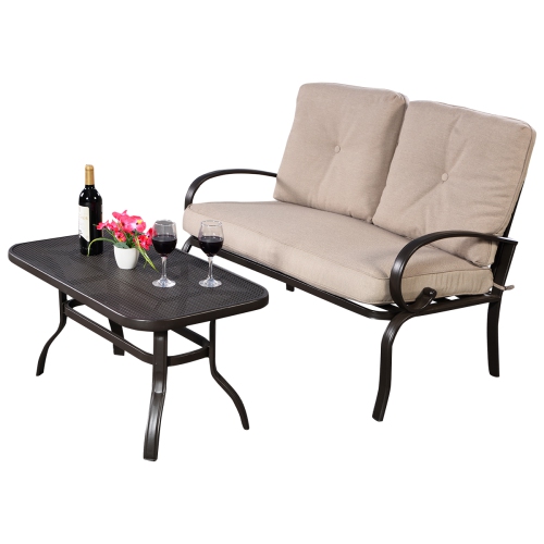 Topbuy LoveSeat Table Set Furniture Outdoor Garden