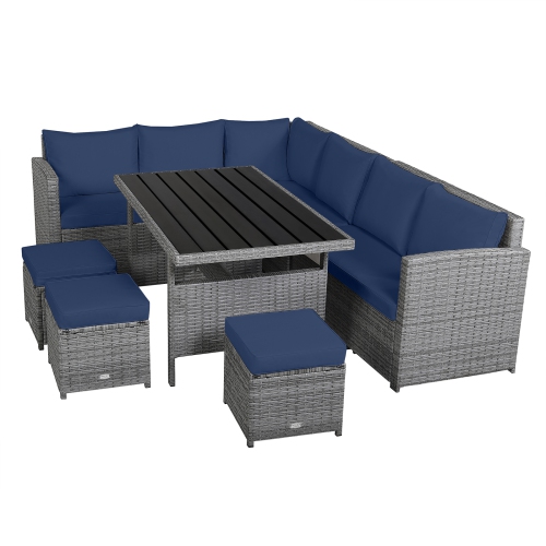 Topbuy 7-Piece Wicker Patio Furniture Set Outdoor Rattan Sofa Set Conversation Couch Set Red/Turquoise/White/Black