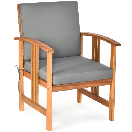 Ensemble de 3 pièces avec sofa modulaire en bois d’acacia de TopBuy avec coussins blancs/gris