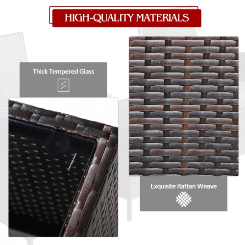 Topbuy 3 Pieces Patio Rattan Conversation Furniture Wicker Chairs with Coffee Table & Cushions Red/Blue