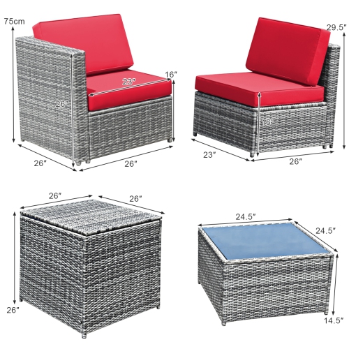 Topbuy 8-Piece Outdoor Wicker Rattan Conversation Sofa Set w/ Storage Table White/Black/Turquoise
