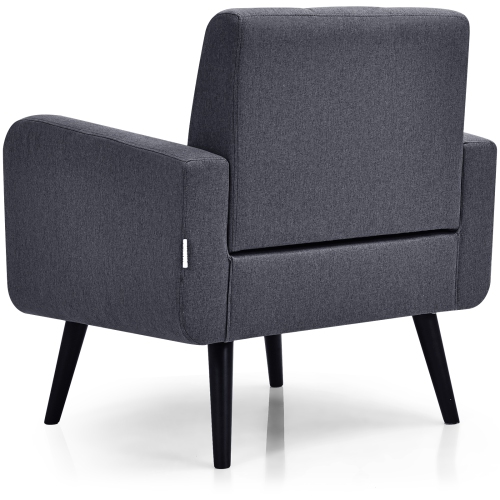 Fauteuil d’appoint moderne recouvert en lin TopBuy avec pattes en caoutchouc gris/bleu