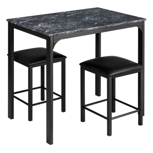 Topbuy 3 Pieces Counter Height Table Set 2 Chairs Bar Dining Room Faux Marble
