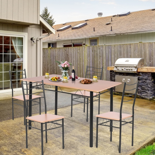 Topbuy 5 PCS Dining Table Set 4 Chairs MDF Metal Frame Kitchen Furniture