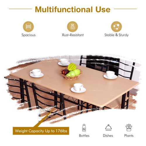 Topbuy 5 PCS Dining Table Set 4 Chairs MDF Metal Frame Kitchen Furniture