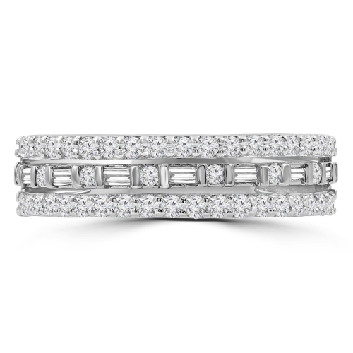 1/2 CTW Round Diamond Three-row Semi-Eternity Wedding Band Ring in 14K White Gold (MDR210006) - Size 4 to 9