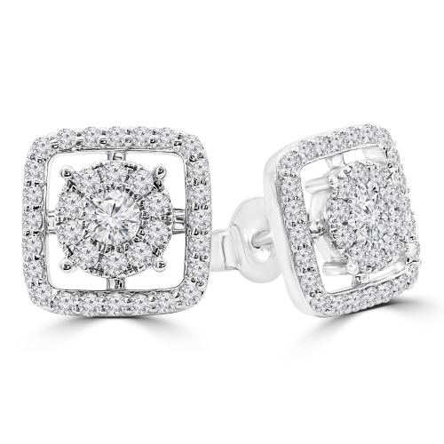 Boucles D'Oreilles en avec 0.83 CTW Diamant Blanc