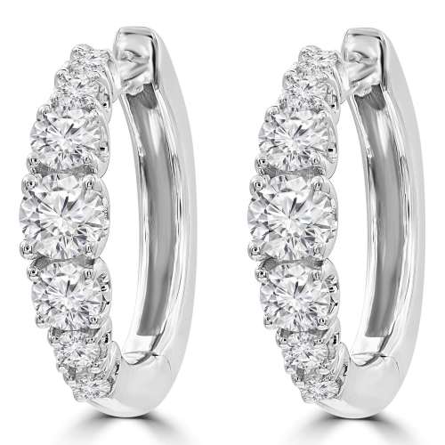 2/3 CTW Round Diamond Hoop Earrings in 14K White Gold (MDR210064)