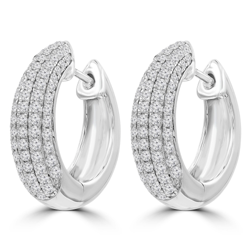 Boucles D'Oreilles en avec 0.94 CTW Diamant Blanc