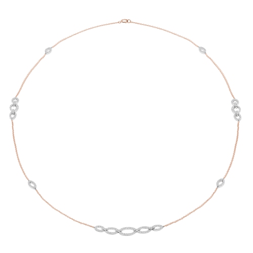 2 1/7 CTW Round Diamond White and Rose Link Necklace in 14K Two-Tone Gold (MDR210018)