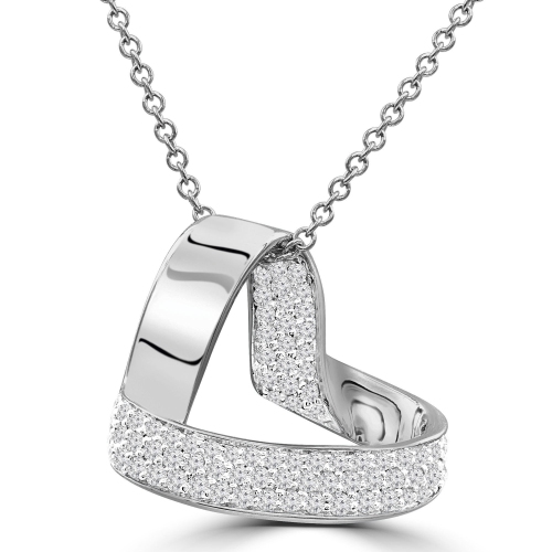 2/5 CTW Round Diamond Heart Pendant Necklace in 14K White Gold (MDR210013)