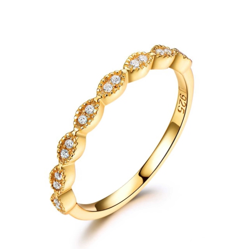 CTW Round White Cubic Zirconia Yellow Gold Plated Semi-Eternity Ring in 0.925 Yellow Sterling Silver (MDS210294) Size - 5