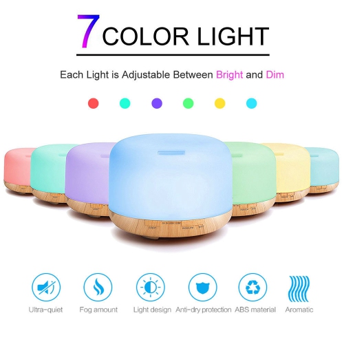 navor 500ml Essential Oil Diffuser, 5 in 1 Premium Ultrasonic Aromatherapy Fragrant Oil Vaporizer Humidifier, 3 Timer and Auto-Off Safety Switch, 7