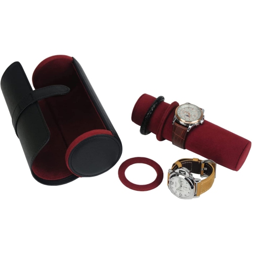 3 Slot PU Leather Roll Watch Case Jewelry Organizer and Valet for Men/Women