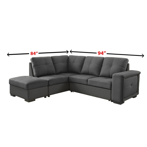 Queensons 94-inch Soho Sofa Bed with Pull-Out Sleeper, Corner Sofa Bed with Ottoman with Storage, Pull-Out Sleeper Sofa 2 in 1 Sofa Bed * FREE