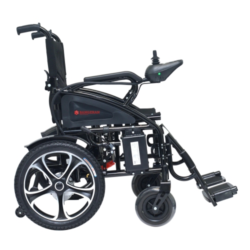 Electric Motorized Wheelchair, 280 lb Weight Capacity, Multi-Terrain Safe Aviation Travel, Lithium Battery - Black Frame Black Seat