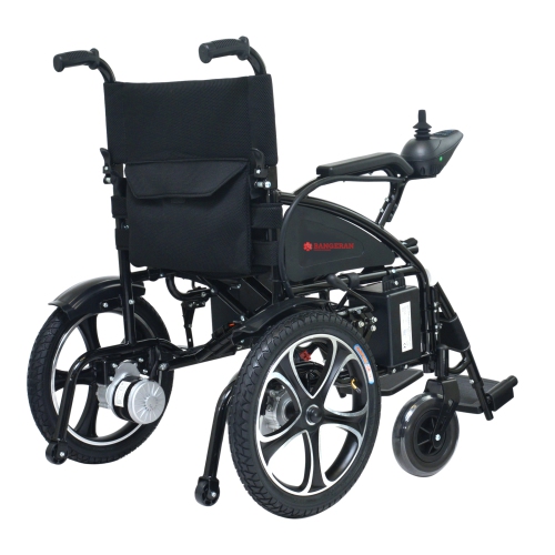 Electric Motorized Wheelchair, 280 lb Weight Capacity, Multi-Terrain Safe Aviation Travel, Lithium Battery - Black Frame Black Seat
