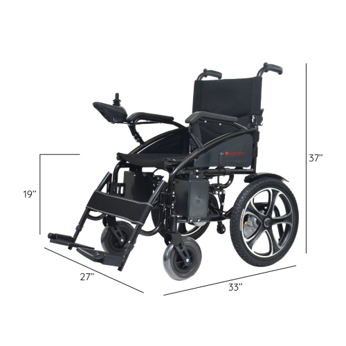 Electric Motorized Wheelchair, 280 lb Weight Capacity, Multi-Terrain Safe Aviation Travel, Lithium Battery - Black Frame Black Seat