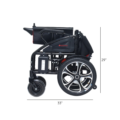 Electric Motorized Wheelchair, 280 lb Weight Capacity, Multi-Terrain Safe Aviation Travel, Lithium Battery - Black Frame Black Seat
