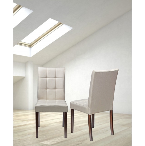 Beige Dining Chair Clare with Espresso Legs