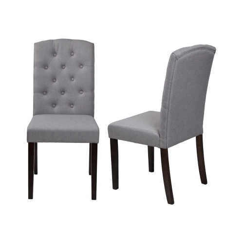 QUEENSONS  Light Dining Chair (Set Of 2) Ingrid With Espresso Legs In Grey