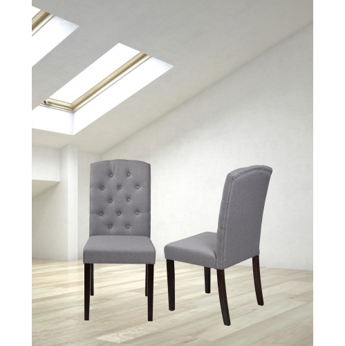 Light Grey Dining Chair Ingrid with Espresso Legs