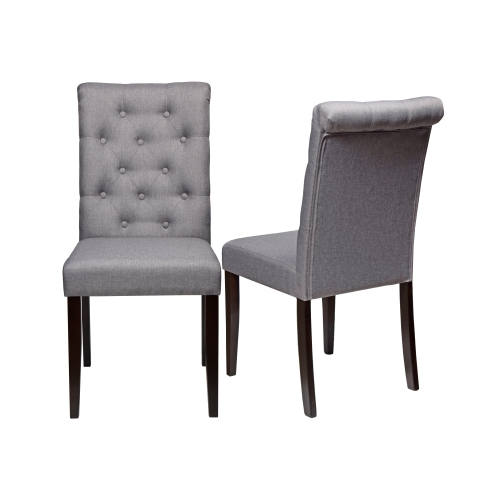 QUEENSONS  Light Dining Chair (Set Of 2) Roxy With Espresso Legs In Grey