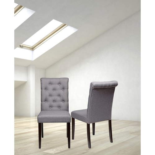 Light Grey Dining Chair Roxy with Espresso Legs