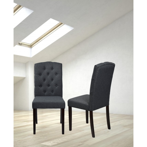 Dark Grey Dining Chair Ingrid with Espresso Legs