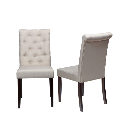 QUEENSONS  Dining Chair (Set Of 2) Roxy With Espresso Legs In Beige